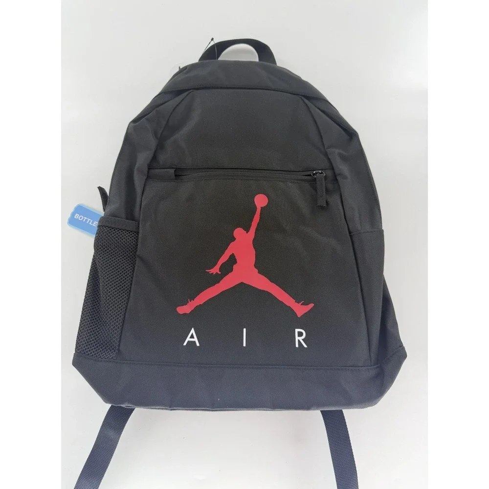 Nike Jordan Air School Backpack Pencil Case Bottle Pocket Large Black 9A0503-023